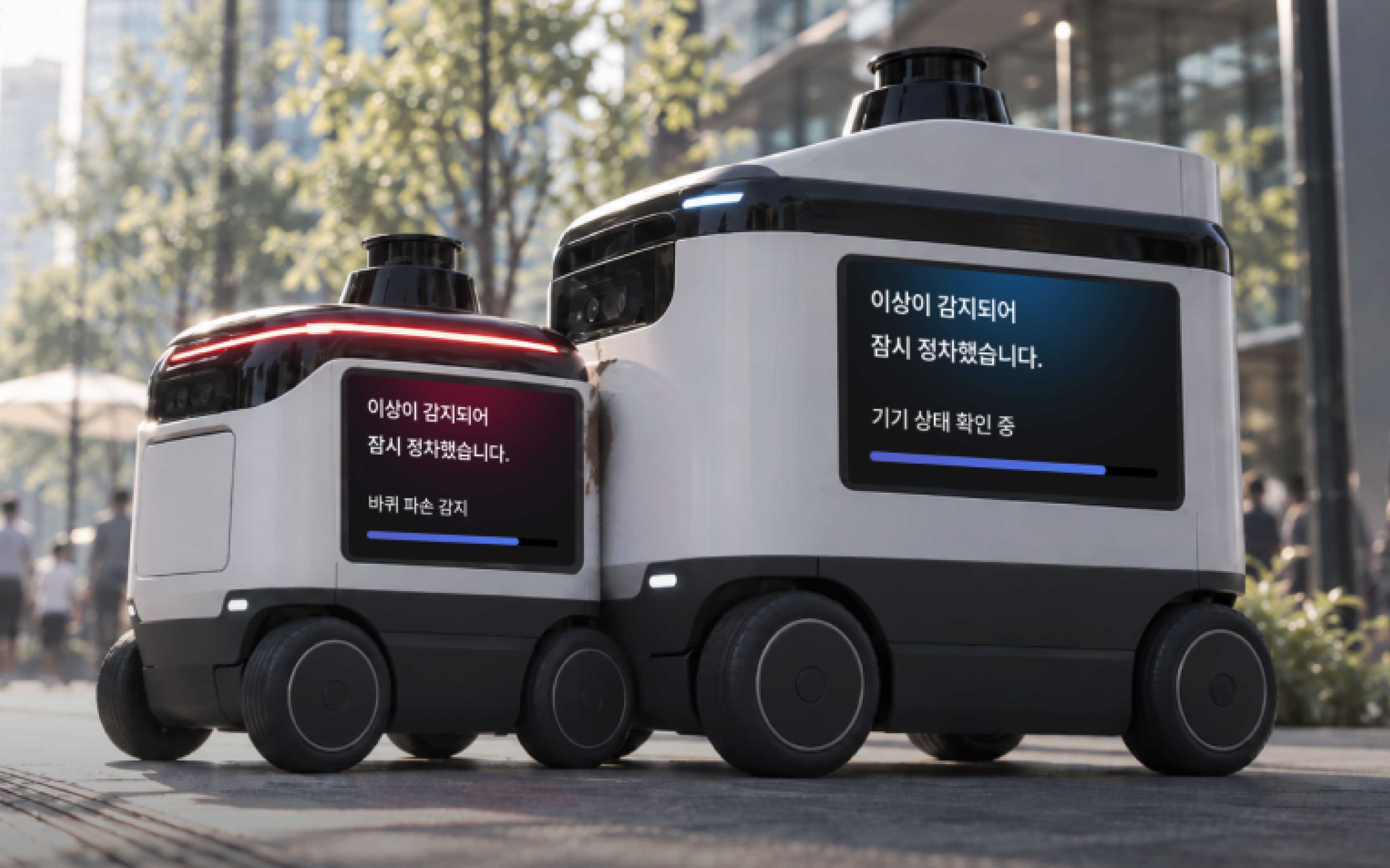 이상을 감지하고 상태를 확인하는 배송 로봇