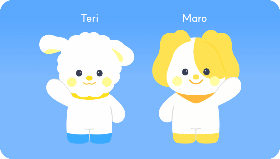 Tailmate의 캐릭터 Teri와 Maro